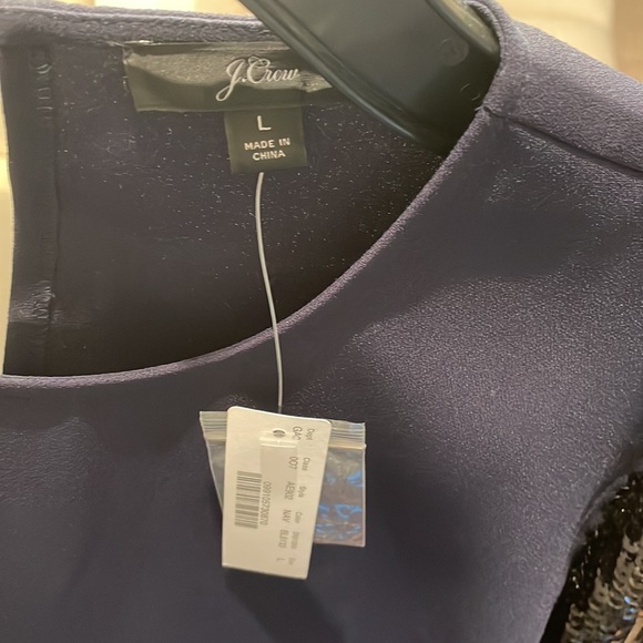 J.Crew navy blue top with sequin sleeves - Picture 4 of 6